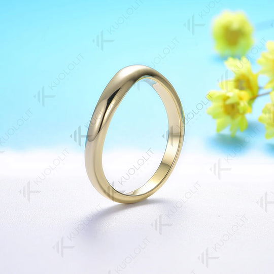 Kuololit V Band Rings for Women Men Solid 18K 14K 10K Gold 925 Silver Ring for Wedding Anniversary Engagement Party Classic Gift