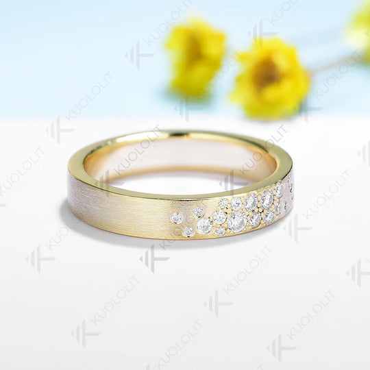 Kuololit PT900 0.25CTW Lab Grown Diamond Rings for Men Women Platinum 900 Gold Brushed Band for Weeding Engagement Christmas