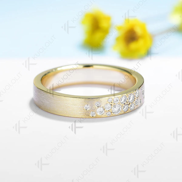 Kuololit PT900 0.25CTW Lab Grown Diamond Rings for Men Women Platinum 900 Gold Brushed Band for Weeding Engagement Christmas