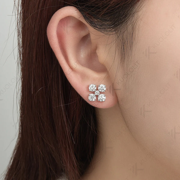 Kuololit 2.5CTW Lab Grown Diamonds Stud Earrings for Women Solid 18K 14K 10K 585 White Gold Anniversary Earrings for Christmas