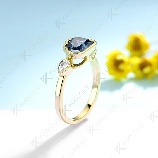 Kuololit 2CT Blue Cloudy Moissanite Engagement Ring for Women Solid 18K 14K 10K Gold Ring for Anniversary Engagement Christmas Classic Gift