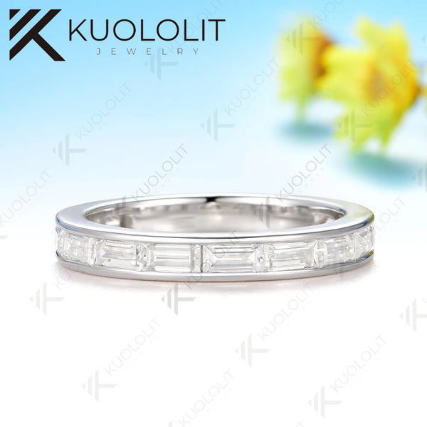 Kuololit 2.4CTW Moissanite Wedding Band Ring for Women Solid 14K 10K 585 White Gold Wedding Band for Christmas Gift Party Engagement Classic