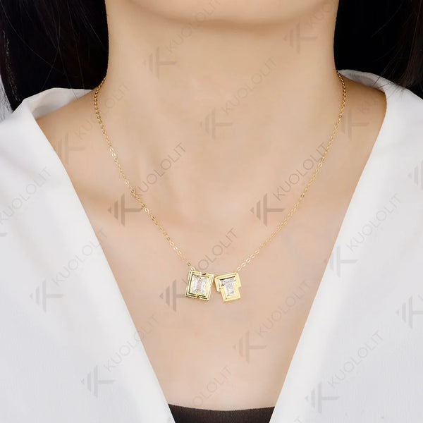 Kuololit A-Z Letter Moissanite Pendant Custom Set Necklace for Women 14K 10K Solid Gold Name Letter 26 Initial Alphabet for Gift