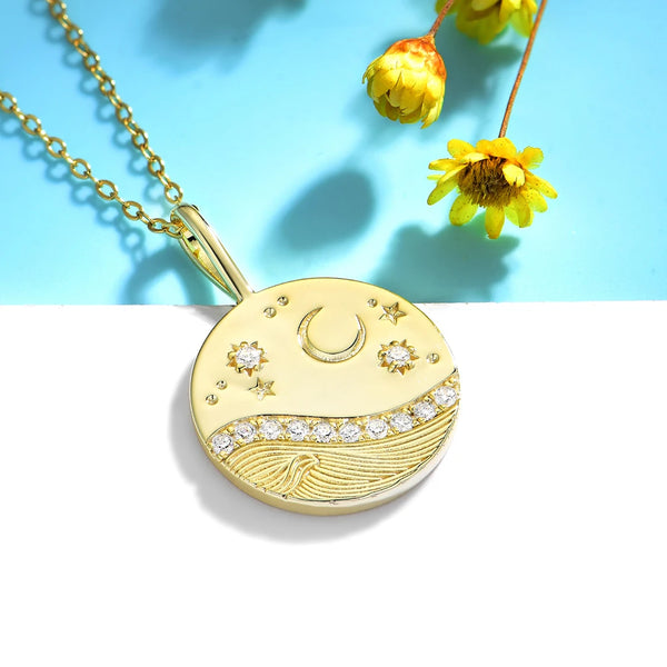 Kuololit 0.26CTW Moissanite Necklace for Women Solid10K14K Yellow Gold Necklace for Christmas Gifts Party Engagement Anniversary