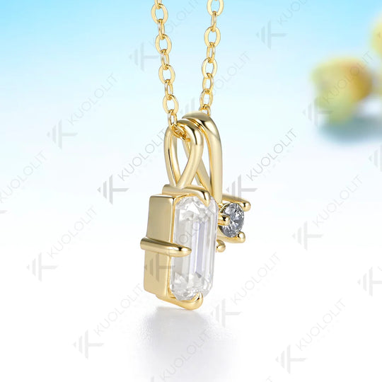 Kuololit 2.6CTW Moissanite Custom Necklace for Women Solid 585 14K 10K Yellow Gold Necklace for Christmas Gifts Party Jewelry