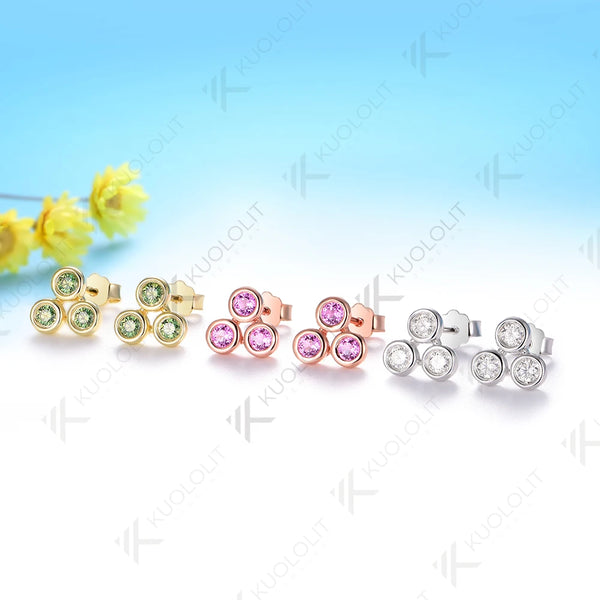Kuololit 0.48CTW Lab Grown Diamonds Custom Stud Earrings for Women Solid 14K 10K 585 Gold Yellow Gold for Christmas Classic Gift
