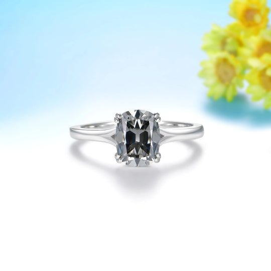 Kuololit 3CT OMC Grey Moissanite Engagement Ring for Women Solid 14K 10K Yellow Gold Cushion Ring for Anniversary Christmas Gifts Party
