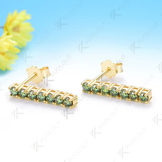 Kuololit 0.63CTW Cyan Moissanite Custom Stud Earrings for Women Solid 14K10K 585 Yellow Gold Stud Earrings for Christmas Gifts