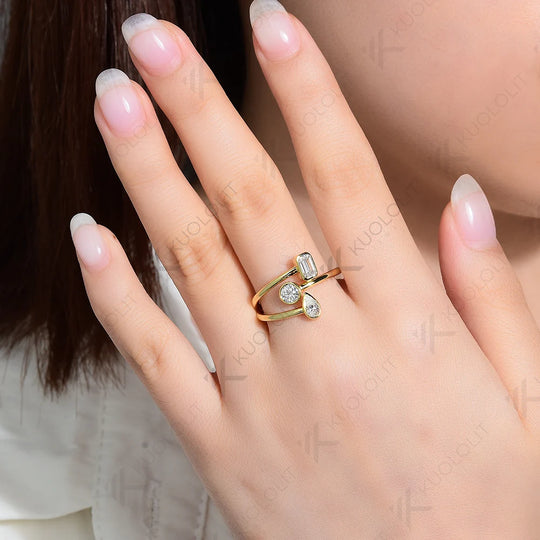 Kuololit 1.05CTW Lab Grown Diamond Engagement Ring for Women Solid 18K 14K 10K 585 Yellow Gold Wedding Band for Christmas Gifts