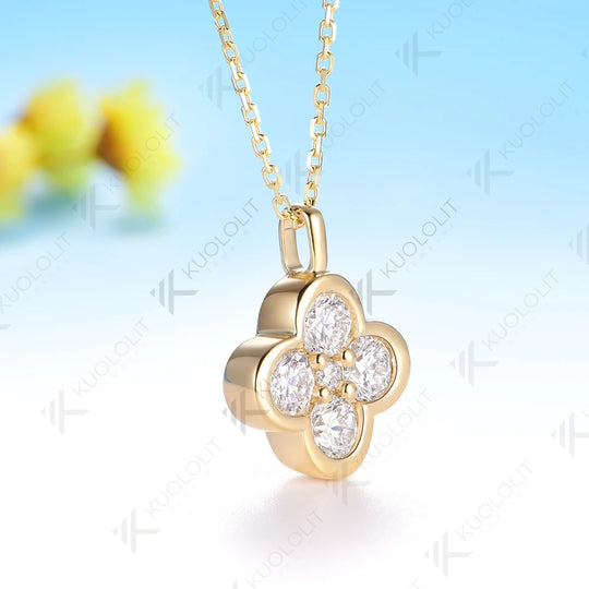 Kuololit 1.23CTW Lab Grown Diamonds Necklace Solid 10K 14K Pendant for Women Jewelry for Engagement with NGIC Certificate Gifts