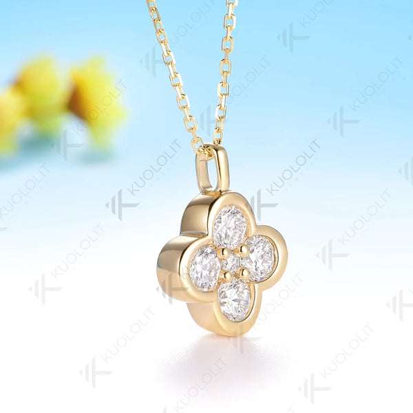 Kuololit 1.23CTW Lab Grown Diamonds Necklace Solid 10K 14K Pendant for Women Jewelry for Engagement with NGIC Certificate Gifts