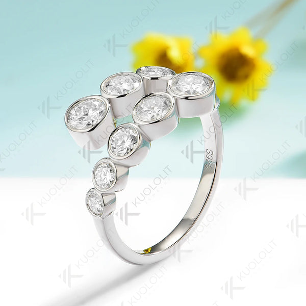 Kuololit 2.2CTW Moissanite Ring for Women Men Solid 14K 10K 585 White Gold Bezel Set Wedding Band for Anniversary Christmas Gift