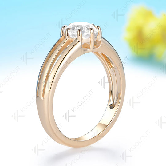 Kuololit IGI 1CT Cushion Cut Lab Grown Diamonds Engagement Ring for Women Solid 14K 10K Yellow Gold Ring for Anniversary Christmas Gifts