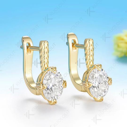 Kuololit 4CTW Oval Moissanite Lab Pink Sapphire Stud Earrings for Women Solid 14K 10K 585 Yellow Gold Oval Cut for Christmas Gifts Party