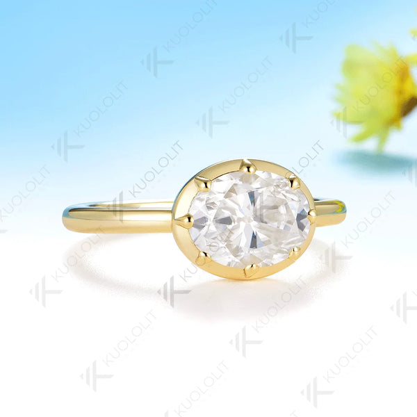 Kuololit 2CT OMC Moissanite Ring for Women Solid 14K 10K 585 Yellow Gold Engagement Ring for Christmas Gifts Party Engagement