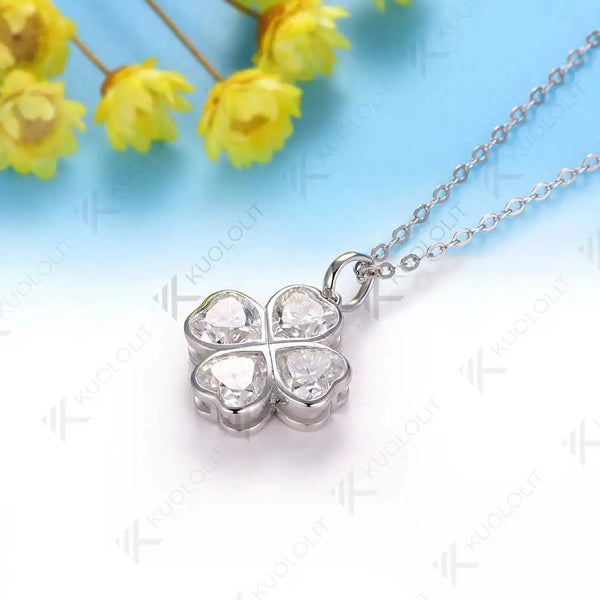 Kuololit 2.5CTW Moissanite Heart Necklace for Women Solid 18K14K 10K Gold Heart Diamonds Pendant for Christmas Gift