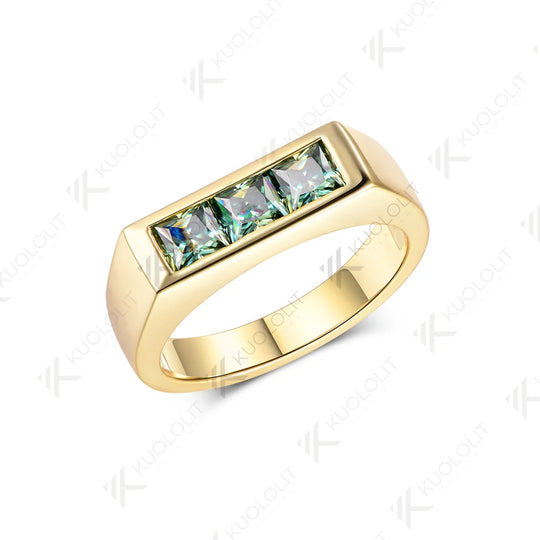 Kuololit 1.2CTW Cyan Princess Cut Moissanite for Women Solid 10K 14K 585 Yellow Gold Wedding Bands for Engagement Christmas Gift