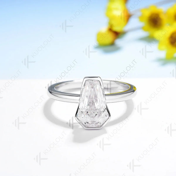 Kuololit 2CT Coffin Cut Moissanite Rings for Women Solid 18K 14K 10K Gold 925 Silver White Gold  for Engagement Wedding Classic
