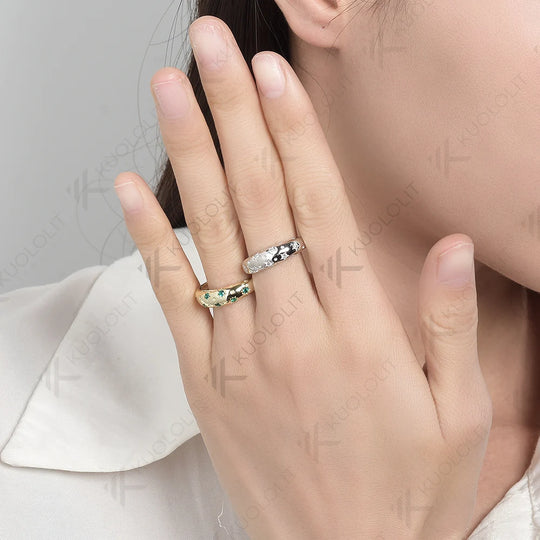 Kuololit 0.21CTW Lab Diamond Starburst Engagement Band Rings for Women Men Solid 10K 14K Gold For Wedding Christmas Gift