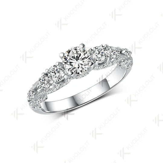 Kuololit 0.5CT Lab Grown Diamonds Ring for Women D VS1 for Women Solid 18K 14k 10K 585 White Gold for Engagement Christmas Gifts