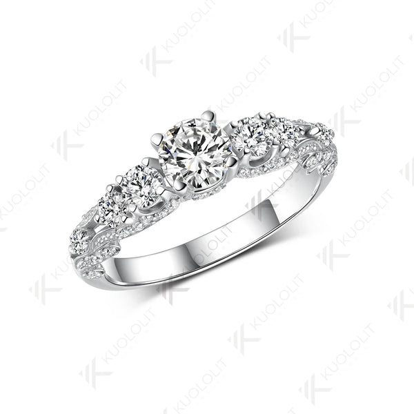 Kuololit 0.5CT Lab Grown Diamonds Ring for Women D VS1 for Women Solid 18K 14k 10K 585 White Gold for Engagement Christmas Gifts