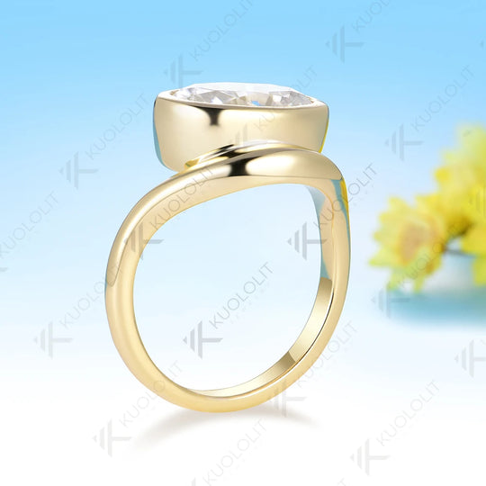 Kuololit 4.5CT Oval Moissanite Custom Engagement Ring for Women Solid 14K 10K 585 Yellow Gold  Ring for Christmas Gifts Party