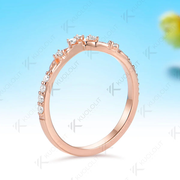 Kuololit 0.2CTW Lab Grown Diamonds Custom Ring for Women Solid 14K 10K 585 Yellow Gold Engagement Wedding Band for Christmas