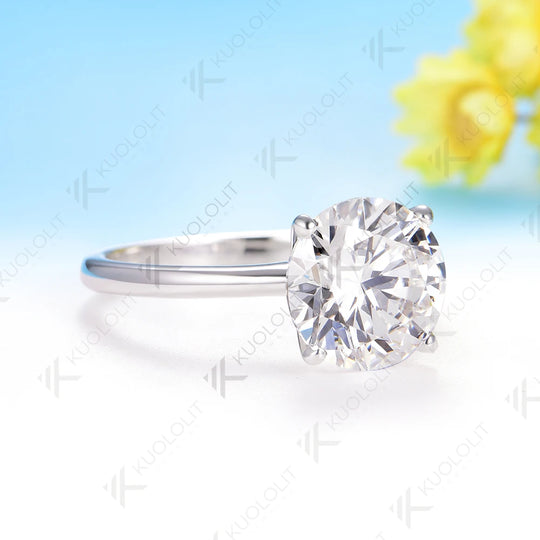 Kuololit 3CT Round Moisssanite Solitaire Ring for Women Solid 585 14K 10K Gold Ring for Anniversary Engagement Gifts Christmas Wedding