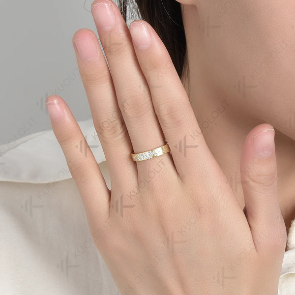 Kuololit 0.25CTW Lab Grown Diamond Rings for Men Women Solid 14K 10K Gold Brushed Band for Weeding Engagement Gifts Christmas