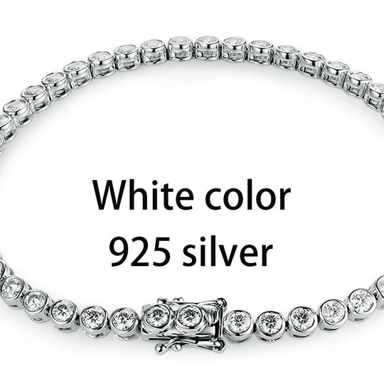 Kuololit Bezel Set Moissanite Tennis Bracelet for Women Solid 14K 10K 925silver Round D VVS1 Bracelet for Engagement Christmas