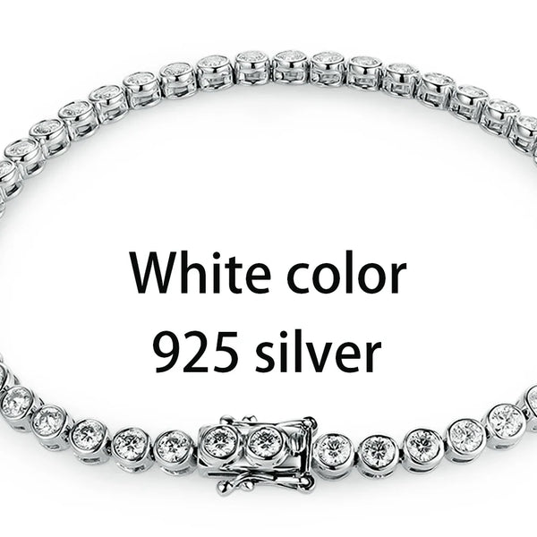 Kuololit Bezel Set Moissanite Tennis Bracelet for Women Solid 14K 10K 925silver Round D VVS1 Bracelet for Engagement Christmas