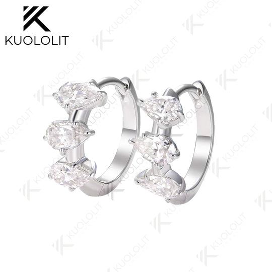 Kuololit 2.1CTW Lab Grown Diamonds Hoop Earrings for Women 14K 10K 585 Solid Gold Yellow Gold Clip Earring for Christmas Classic