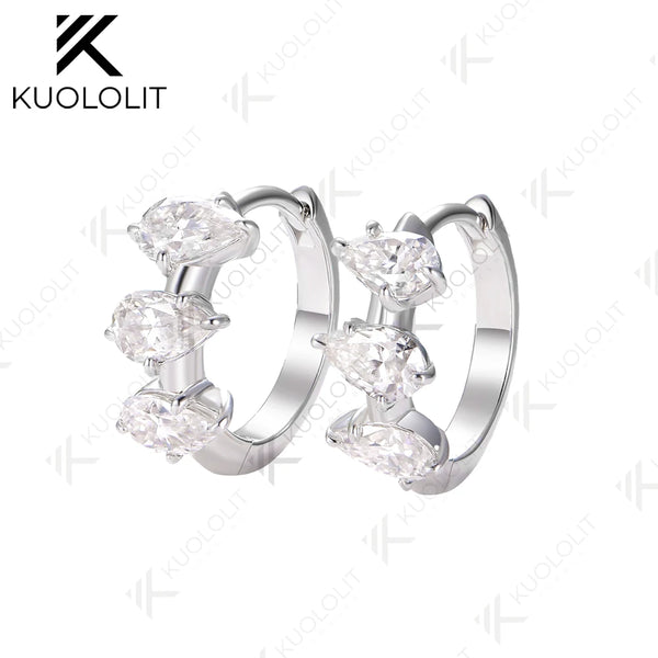 Kuololit 2.1CTW Lab Grown Diamonds Hoop Earrings for Women 14K 10K 585 Solid Gold Yellow Gold Clip Earring for Christmas Classic