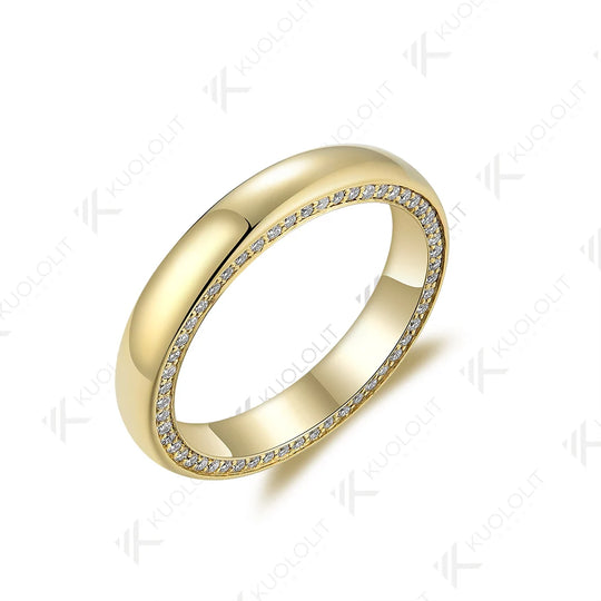 Kuololit 0.54CTW Moissanite Band Rings for Women Solid 18K 14K 10K Gold Wedding Band Ring for Anniversary Engagement Christmas