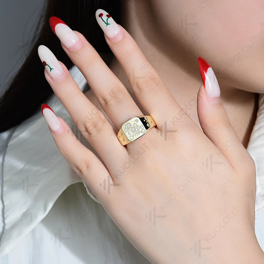 Kuololit 0.21CTW Lab Grown Dimonds Ring for Women Solid 14K 10K 585 Yellow Gold Engagement Ring for Christmas Gifts Anniversary