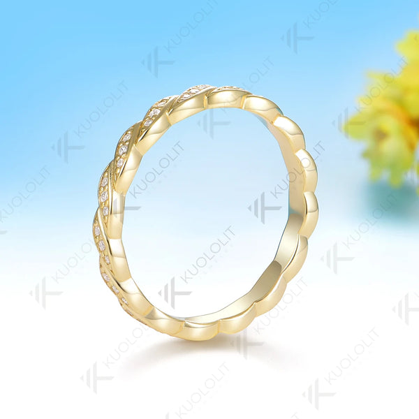 Kuololit 0.48CTW Moissanite Band for Women Men Solid14K 10K Yellow Gold Eternity Band for Anniversary Christmas Gifts Party