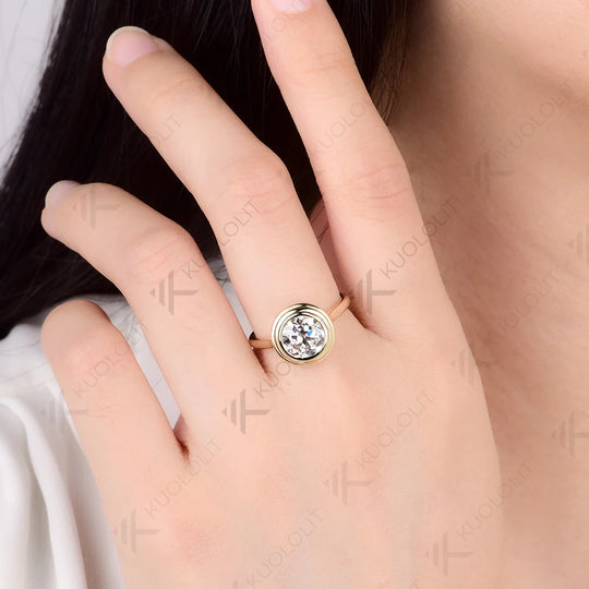 Kuololit 2CT OEC Moissanite Engagement Ring for Women Solid 10K 14K 585 Yellow Gold Ring for Christmas Gift Party Jewelry