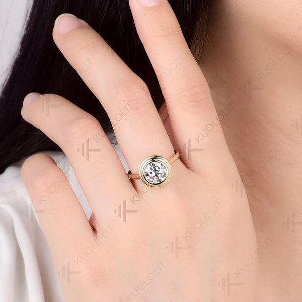 Kuololit 2CT OEC Moissanite Engagement Ring for Women Solid 10K 14K 585 Yellow Gold Ring for Christmas Gift Party Jewelry