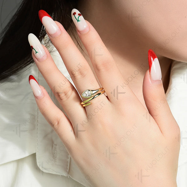 Kuololit 0.8CT NGIC Lab Grown Diamonds Ring for Women Men Solid 14K 10K 585 Yellow Gold Engagement Ring for Christmas Gift Party