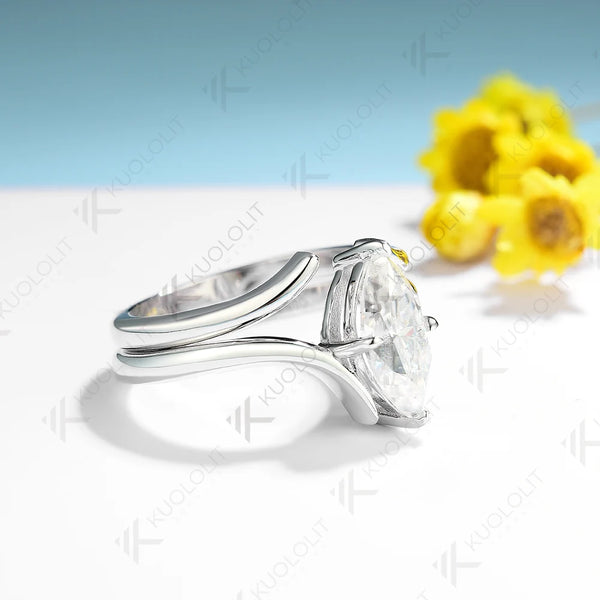 Kuololit 1.5CT Moissanite Ring for Women Solid 18K 14K 10K 585 White Gold Marquise Cut for Engagement Christmas Anniversary Gift