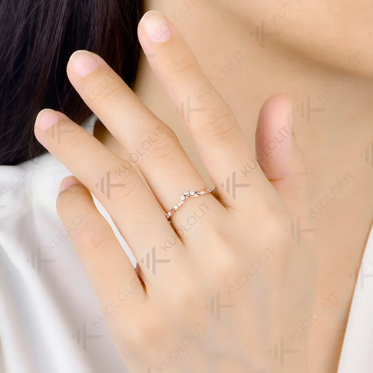 Kuololit 0.2CTW Lab Grown Diamonds Custom Ring for Women Solid 14K 10K 585 Yellow Gold Engagement Wedding Band for Christmas