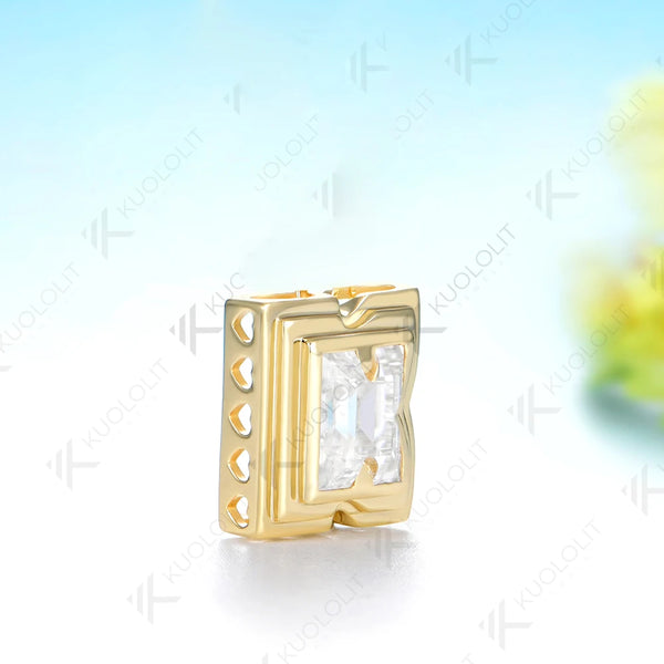 Kuololit A-Z Letter Moissanite Pendant Custom Set Necklace for Women 14K 10K Solid Gold Name Letter 26 Initial Alphabet for Gift