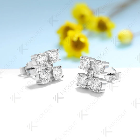 Kuololit 2.5CTW Lab Grown Diamonds Stud Earrings for Women Solid 18K 14K 10K 585 White Gold Anniversary Earrings for Christmas