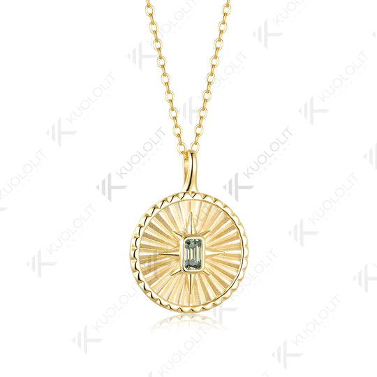 Kuololit 0.4CT Emerald Cut Cyan Moissanite Necklace for Women Solid 14K 10K 925 Sliver Yellow Gold Necklace Christmas Gift Party