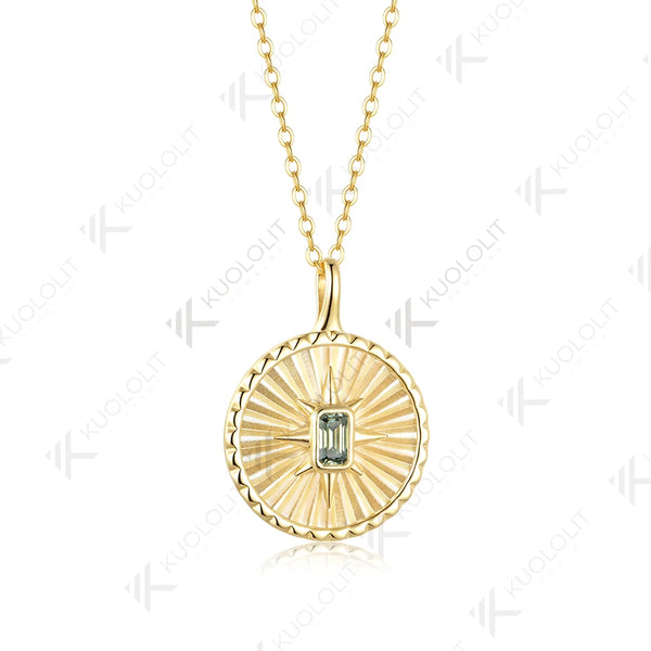 Kuololit 0.4CT Emerald Cut Cyan Moissanite Necklace for Women Solid 14K 10K 925 Sliver Yellow Gold Necklace Christmas Gift Party