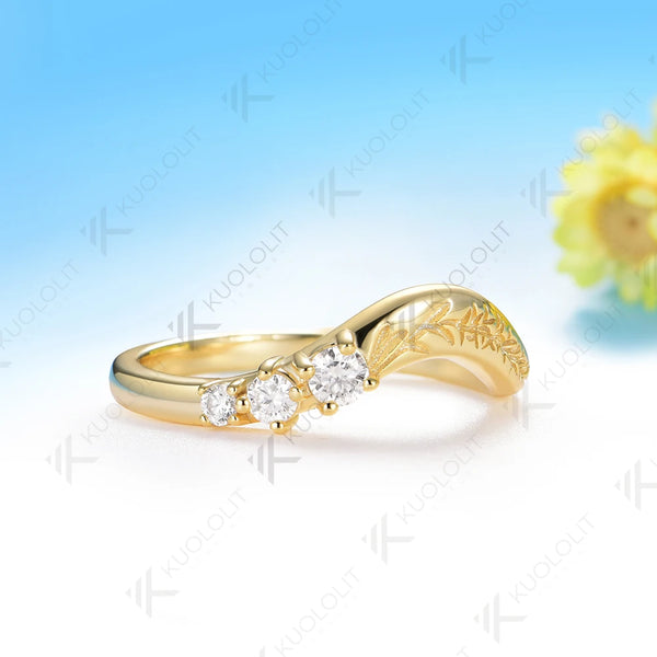 Kuololit 0.2CTW Lab Grown Diamonds Ring for Women Solid 14K 10K Gold Wedding Band Ring for Engagement Gift Anniversary Christmas