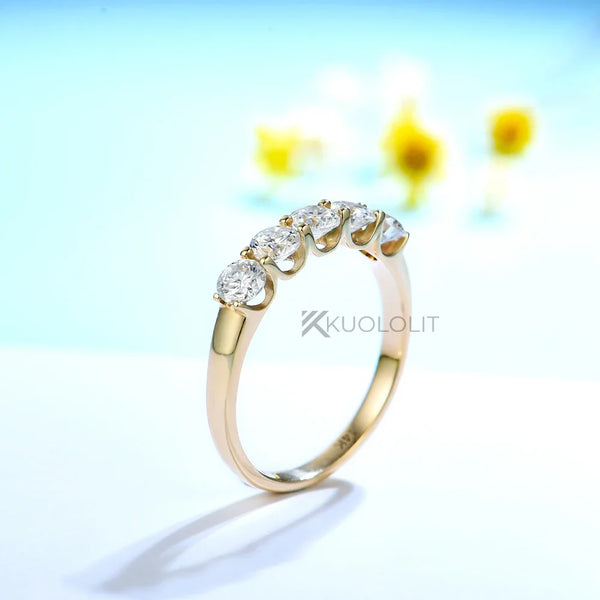Kuololit 1.3CTW Moissanite Ring for Women Soild 18K 14K Yellow Gold D/VVS1 Round Wedding Band for Engagement Christmas Gifts