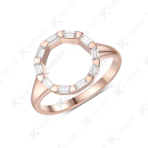 Kuololit 1CTW Moissanite Band Custom Ring for Women Solid 14K 10K Rose Circle Gold Ring for Anniversary Christmas Gifts Party