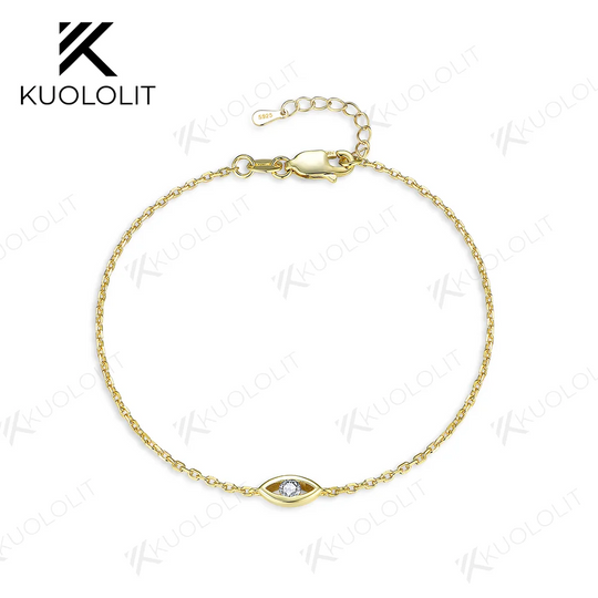 Kuololit 0.1CT Lab Grown Diamonds Bracelets for Women Men 585 18K 10K Eyes Adjustable Chains  for Engagement Party Christmas