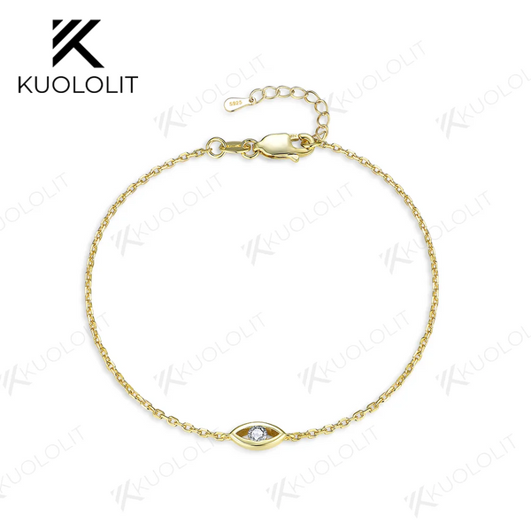 Kuololit 0.1CT Lab Grown Diamonds Bracelets for Women Men 585 18K 10K Eyes Adjustable Chains  for Engagement Party Christmas